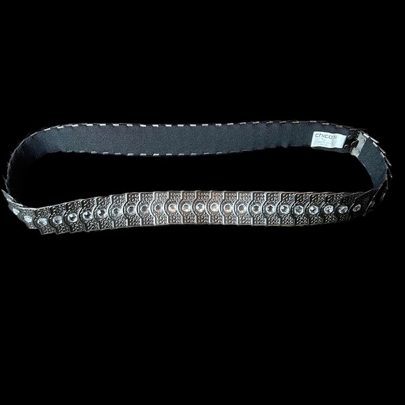 Chico’s PewterToned Scale Stretch Belt with Rhinestone Accents On Each Piece - Picture 14 of 14